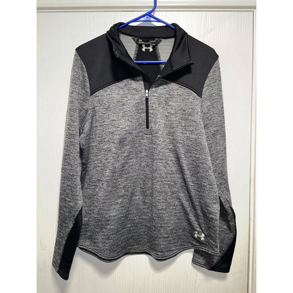 Under Armour Golf Sweater Men Large Gray Black 1/4 Zip Storm Pullover